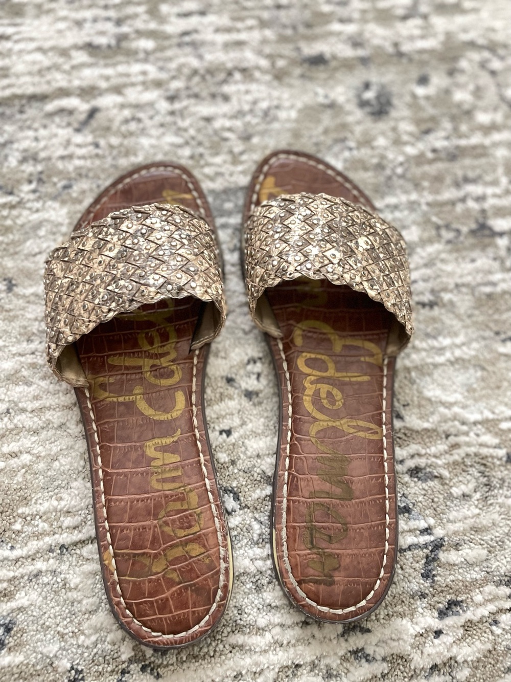 Sam Edelman Geraldine Woven Slide Sandals Size 8 Taupe - Picture 4 of 5